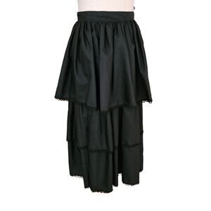 Vintage 80s Goth Skirt Lace Trim Layered Tiered High Waist Midi Maxi Extra Small